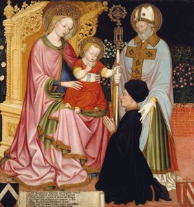 Madonna and Child with the Donor, Pietro de Lardi, Presented by Saint Nicholas